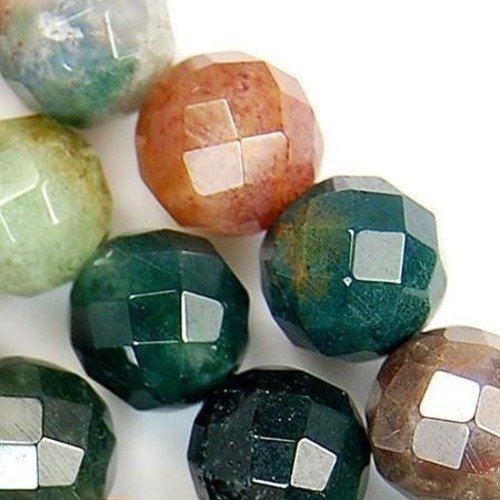 10 perles percé agate d inde indienne 6mm facette facetté pierre fine gemme pierre naturelle semi précieuse