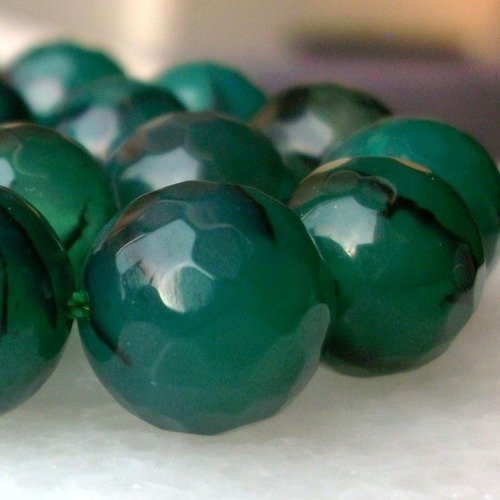 10 perle percé pierre fine facetté agate vert à veine 10mm à facette gemme pierre naturelle semi précieuse 