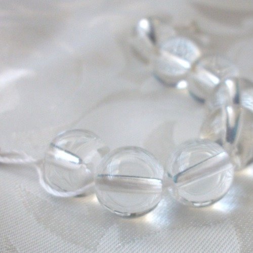 30 perles percé cristal de quartz 10mm gemme pierre naturelle semi précieuse