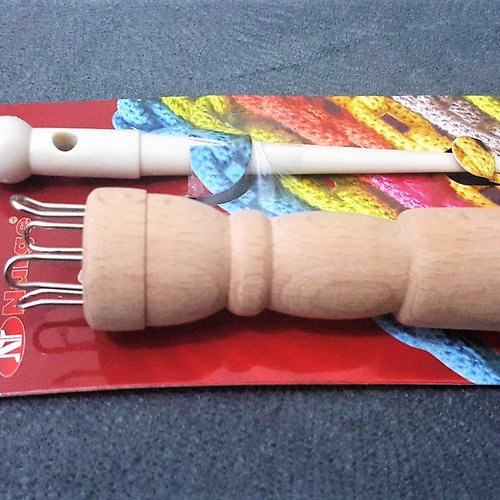 Tricotin à 4 branches outils en bois métier à tisser set fabrication bracelets lacets objets knitting dolly b7