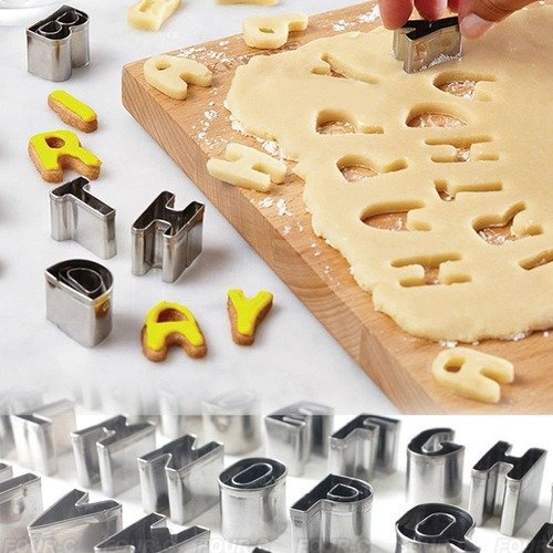 Kit emporte pièce alphabet en acier moule ensemble pour décoration gâteau biscuit légume fruit fimo porcelaine froide pâte à sucre