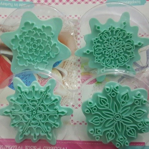 4 poinçons cristal outils impression pour créations stylés au apparences design professionnel décorer gâteaux biscuit fimo biscuits