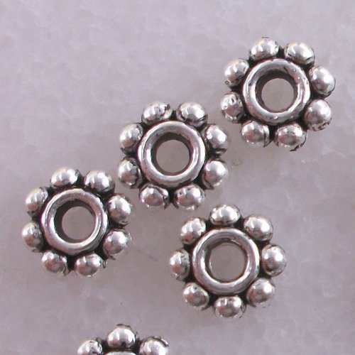 1000 perles intercalaires connecteurs intermédiaires rondelle rond fleur en métal argenté 7mm