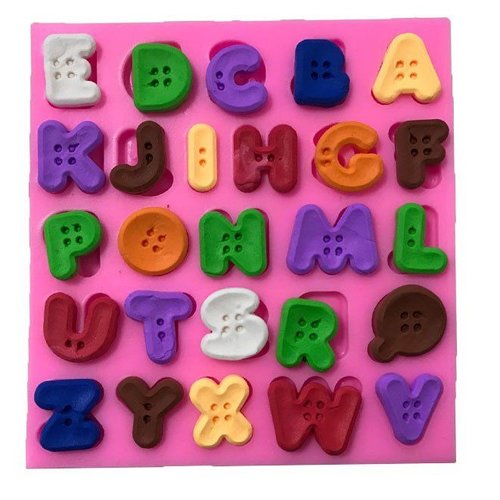 Moule silicone lettres alphabet en forme de bouton couture pour pâte polymère fimo résine savon cire argile k226 5e120