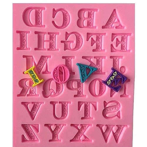 Moule silicone lettres alphabet avec gravures pour fimo plâtre savon cire argile résine polyester k008 hk