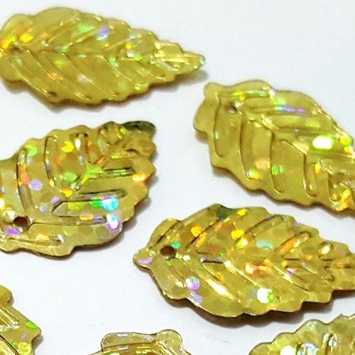 1000 paillettes sequins 18mm feuilles doré hologramme un trou scrapbooking décoration embellissement couture b14