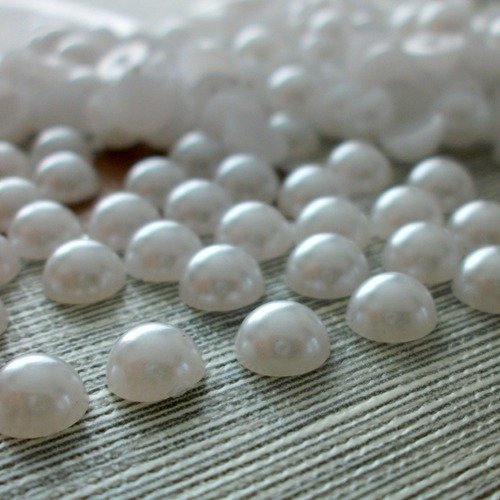 1000 cabochons demi perle blanc lustré largeur 10mm à coller pour scrapbooking embélissement décorations