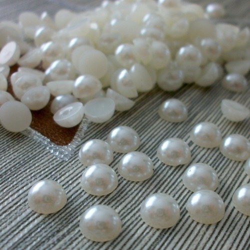 8000 cabochons demi perle beige lustré largeur 6mm à coller pour scrapbooking embellissement décorations
