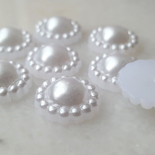 1200 cabochons demi perle blanc lustré soleil largeur 13mm à coller pour scrapbooking embélissement décorations