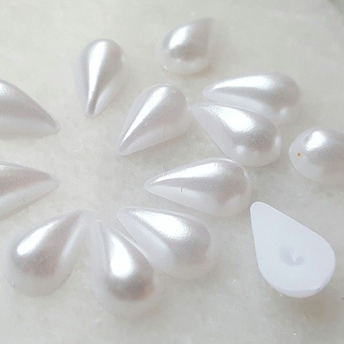 2300 cabochons demi perle blanc lustré goutte 8x13mm à coller pour scrapbooking embélissement décorations
