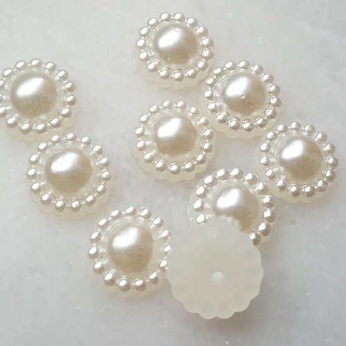 100 cabochons demi perle beige lustré soleil largeur 13mm à coller pour scrapbooking embellissement décorations b50