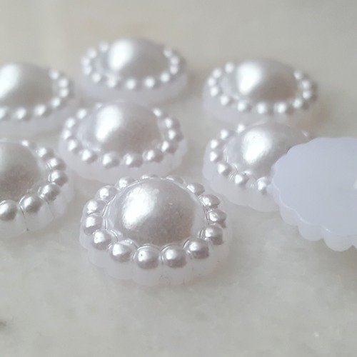 100 cabochons demi perle lustré soleil blanc largeur 13mm à coller pour scrapbooking embélissement décorations