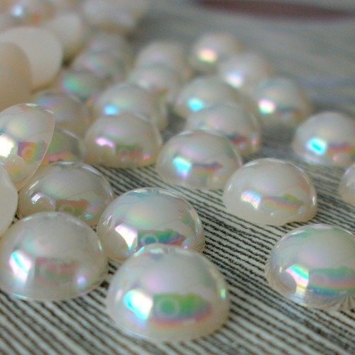 100 cabochons demi perle beige nacré largeur 8mm à coller pour scrapbooking embellissement décorations b50