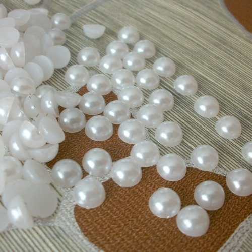 100 cabochons demi perle blanc lustré largeur 6mm à coller pour scrapbooking embellissement décorations b50