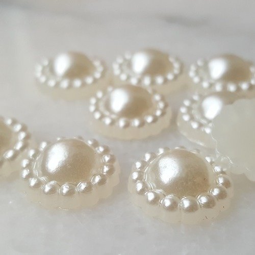 20 cabochons demi perle beige lustré soleil largeur 13mm à coller pour scrapbooking embellissement décorations b50