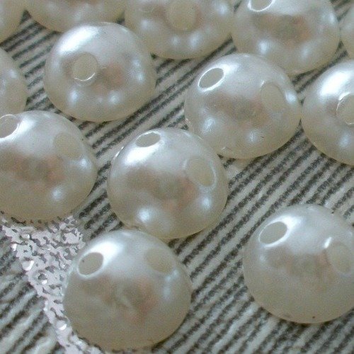 40 cabochons demi perle largeur 6mm beige lustré troué à coudre pour scrapbooking embellissement décorations b50