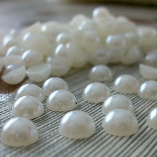 40 cabochons demi perle beige lustré largeur 6mm à coller pour scrapbooking embellissement décorations b50