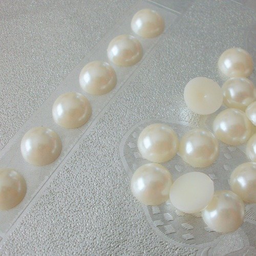 40 cabochons demi perle beige lustré largeur 10mm à coller pour scrapbooking embellissement décorations b50