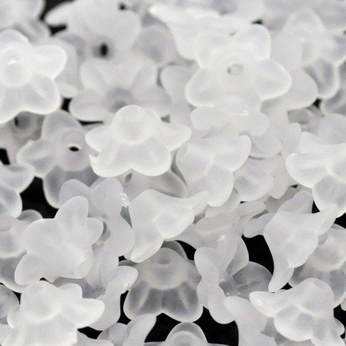100 perles fleur givrée frosted coupelle blanche 10mm pour bracelet collier bo