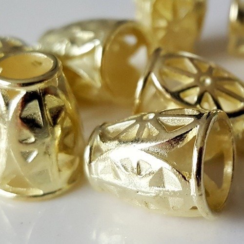 6 coupelles cape cône 10x13mm chapeaux callotte perles breloque en métal doré 