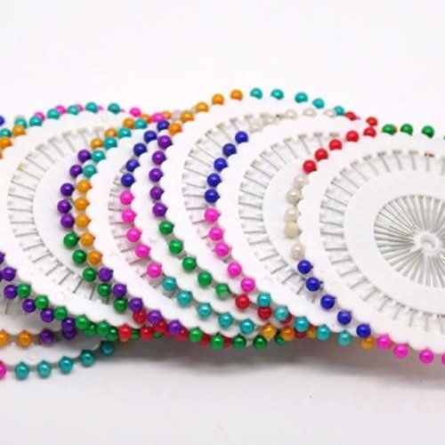 480 épingles à tête perlé en forme de boule pour couture aiguilles multicolore 3.7x0.4cm