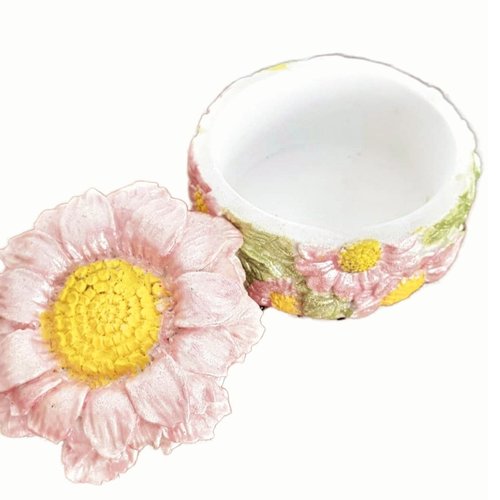 Moule silicone boîte à bijoux fleurs tournesol pour plâtre résine polyester epoxy k365