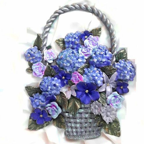 Moule silicone panier fleurs pâquerettes roses lilas pour plâtre résine polyester epoxy k499 8f1500