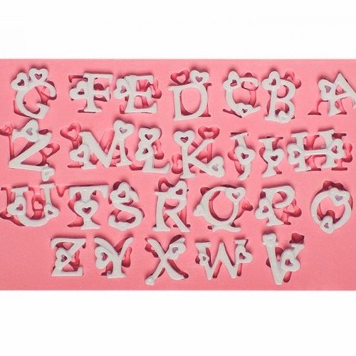 Moule silicone lettres de alphabet déco coeur pour pâte polymère fimo plâtre porcelaine savon cire argile résine k561 4f150
