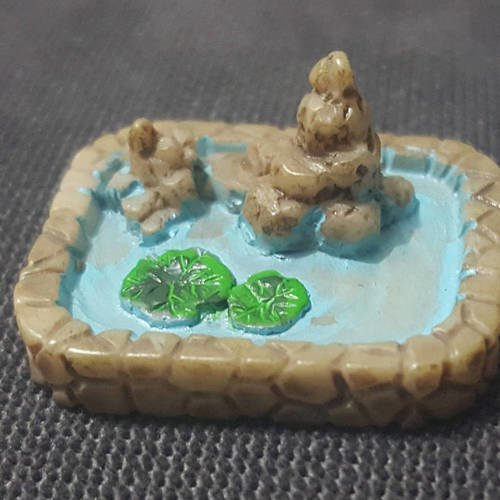 Moule silicone mini fontaine bassin japonais 3d rectangle pierre nénuphar feuilles pour terrarium pour plâtre savon résine fimo k388 çt