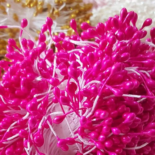 20 tiges pistils étamines fuchsia lustré 5.5cm pour fleurs artificielles b46