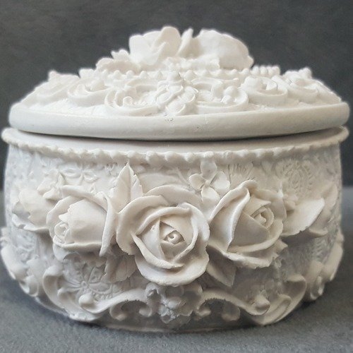 Moule Silicone Boîte à Bijoux Ovale 10cm déco Fleur Rose pour