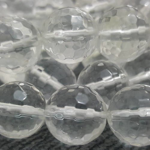 15 perles percé cristal de quartz 12mm facetté gemme pierre naturelle semi précieuse à facette b63
