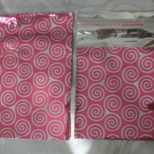 100 emballages 10cm pochettes cadeaux rose métallisé nuage argenté sachets avec rabat à ruban adhésif raf c5 b