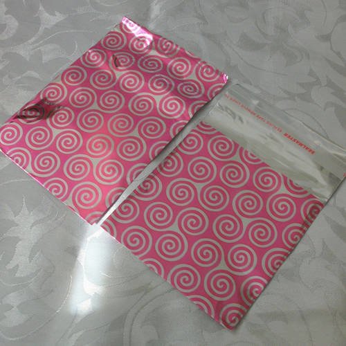100 emballages 10cm pochettes cadeaux rose métallisé nuage argenté sachets avec rabat à ruban adhésif b67