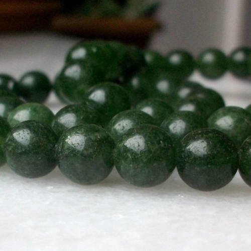 10 perles percé jade kaki 8mm gemme pierre naturelle semi précieuse