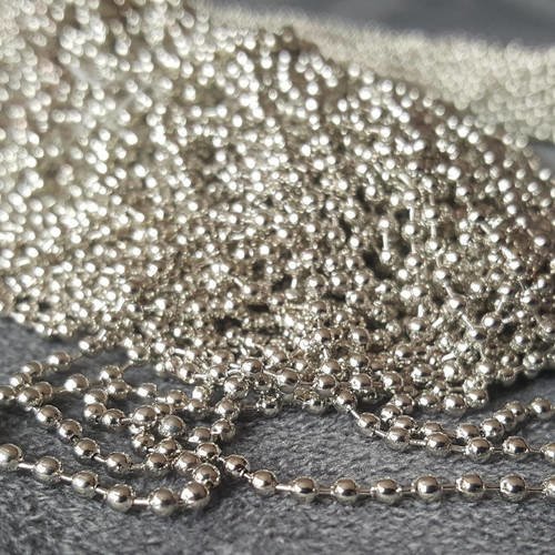 5 mètres de chaîne à bille pour collier épaisseur 2mm en métal argenté pour la réalisation de vos bijoux