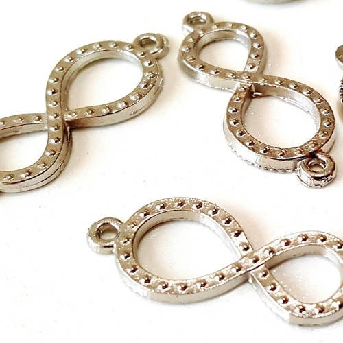 5 connecteur espaceurs intercalaire perle breloque pendentif infini en métal argenté 31mm pour bracelet collier  a29