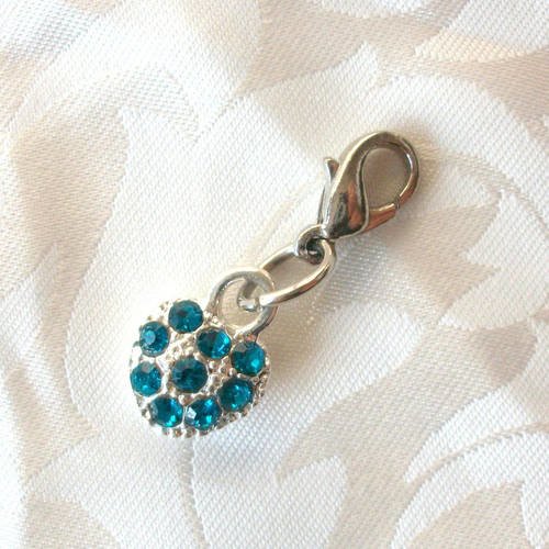 Accroche en strass en forme de coeur de couleur au choix - attache portable porte clé trousse vêtement ou autre