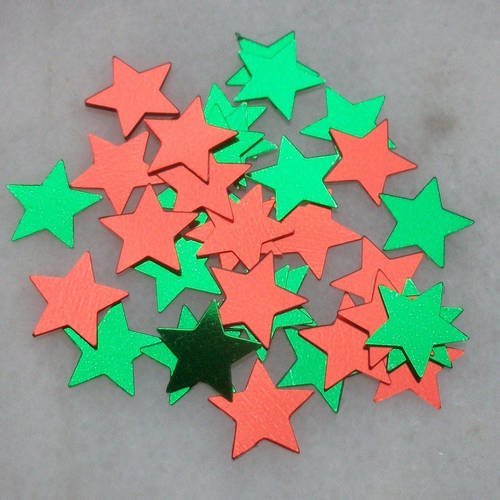 Lot de 50 paillettes sequins étoiles vert et rouge 11mm scrapbooking décoration embellissement noël b47