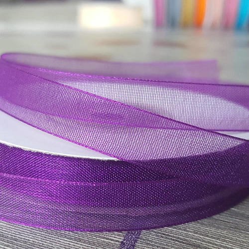 20 mètres de ruban organza ribbon violet  3090 175 de largeur 10mm pour décoration couture mode embellissement cadeaux c5