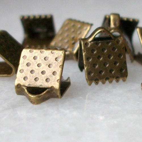 4 attache griffe serre pince embout 8mm pour ruban en métal couleur bronze apprêt fabrication de bijoux collier bracelet b17