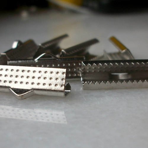 3 attaches griffe serre pince embout 19mm pour ruban en métal couleur acier apprêt fabrication de bijoux collier bracelet b17