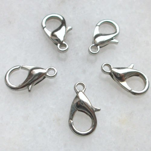 20 fermoirs mousquetons en métal argenté apprêt fabrication de bijoux collier bracelet a18