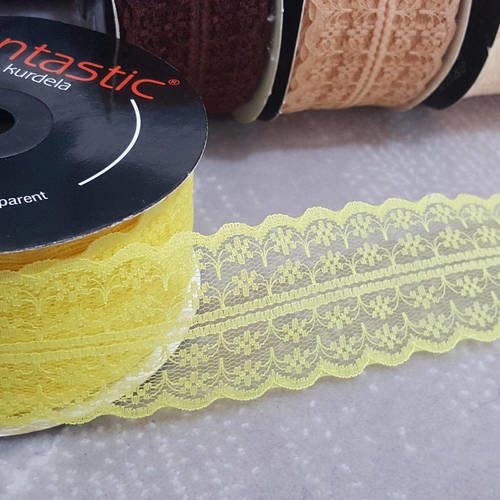 1 mètre de ruban dentelle guipure jaune largeur 43mm pour décoration embellissement couture déco mode scrapbooking a5 