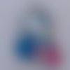 1 pendentif chat verseau robe étoile bleu et rose 30x22mm signe du zodiaque email en métal argenté émaillé