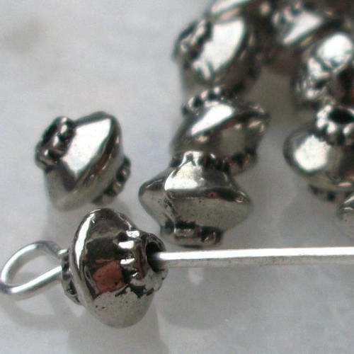 10 perles intercalaires connecteurs toupie breloque en métal argenté 4x5mm pour collier bo bracelets