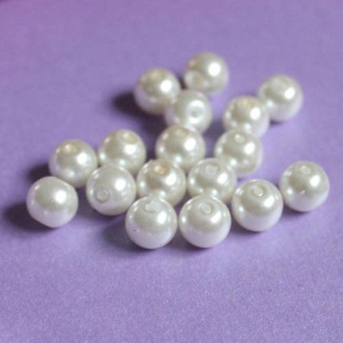 Lot de 100 perles percés blanc nacrés 6mm perle en verre pour shamballa collier boucles d oreilles a45