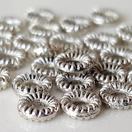 20 perles 4,5mm intercalaires connecteurs intermédiaires rond en métal argenté