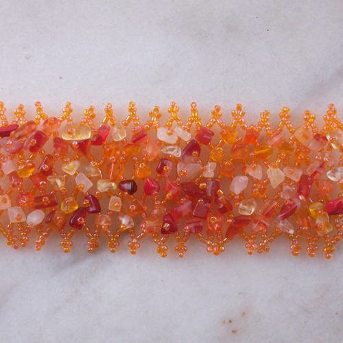 Bracelet en pierre naturelle gemme quartz orange et de perles de rocailles lithothérapie b63