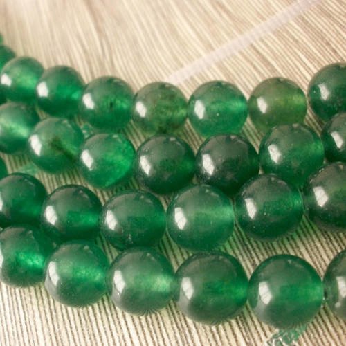 40 perles percé jade vert foncé 8mm pierre fine gemme pierre naturelle semi précieuse